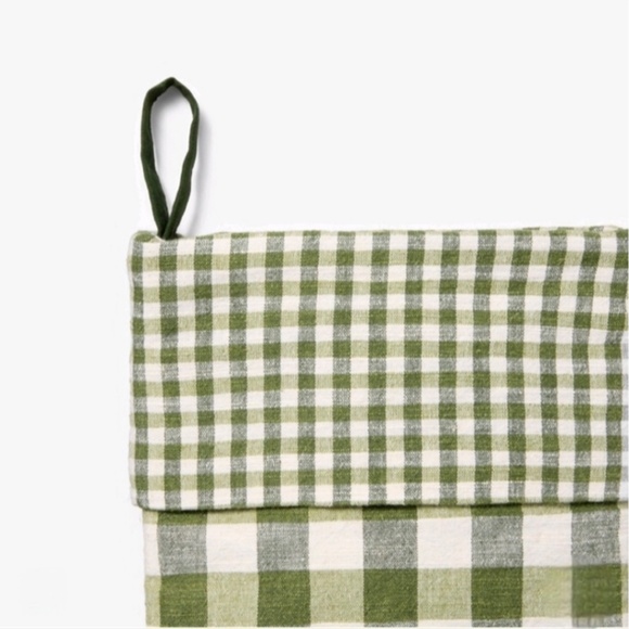 Studio McGee Threshold Christmas Holiday Stocking Checkered Green Stocking New - Picture 2 of 5